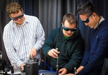 Students Seth Spitulski, Joseph Silva and John Harvey Paredes (from left) took part in this year's nanoBIO internships.