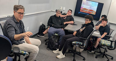 Author Mark Arax, UC Merced writer in residence, talks to students