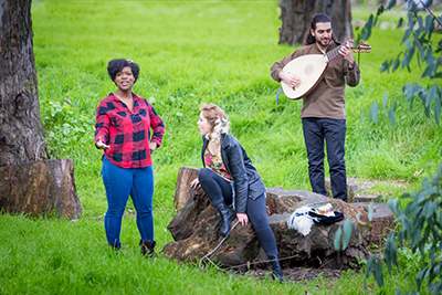 UC Merced students rehearsing in Yosemite