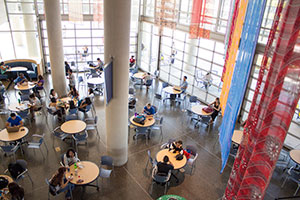 Inside the Lantern Cafe on campus