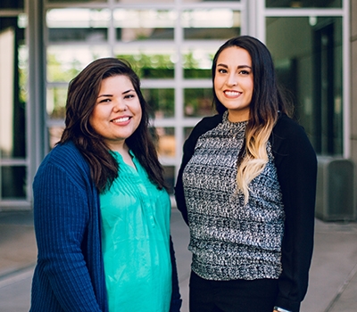 Carisza Lenaburg (left) and Stephanie Ruiz are UC Merced's first CalTeach graduates.