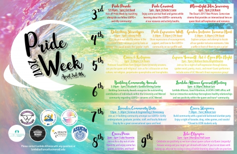 Pride Week 2017 calendar 